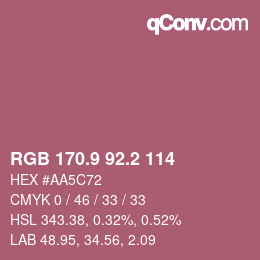 カラーコード: RGB 170.9 92.2 114 | qconv.com