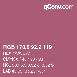 カラーコード: RGB 170.9 92.2 119 | qconv.com