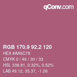 Color code: RGB 170.9 92.2 120 | qconv.com