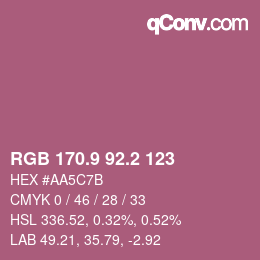 カラーコード: RGB 170.9 92.2 123 | qconv.com