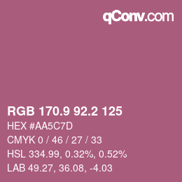 Color code: RGB 170.9 92.2 125 | qconv.com