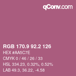 カラーコード: RGB 170.9 92.2 126 | qconv.com
