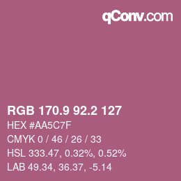 カラーコード: RGB 170.9 92.2 127 | qconv.com