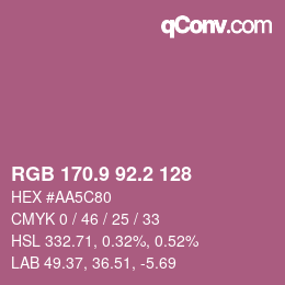 カラーコード: RGB 170.9 92.2 128 | qconv.com