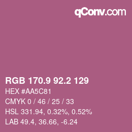 カラーコード: RGB 170.9 92.2 129 | qconv.com