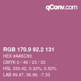カラーコード: RGB 170.9 92.2 131 | qconv.com