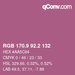 カラーコード: RGB 170.9 92.2 132 | qconv.com
