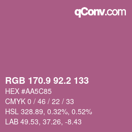 カラーコード: RGB 170.9 92.2 133 | qconv.com