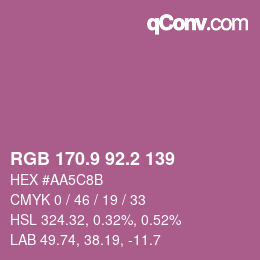カラーコード: RGB 170.9 92.2 139 | qconv.com