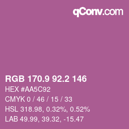 カラーコード: RGB 170.9 92.2 146 | qconv.com