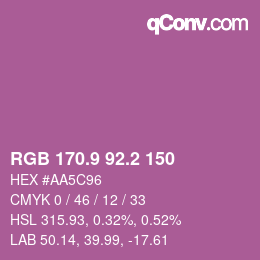 カラーコード: RGB 170.9 92.2 150 | qconv.com