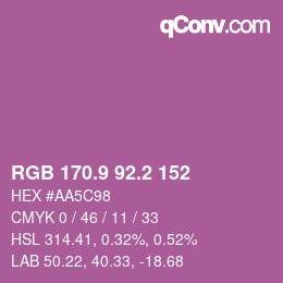 カラーコード: RGB 170.9 92.2 152 | qconv.com