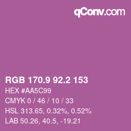 カラーコード: RGB 170.9 92.2 153 | qconv.com