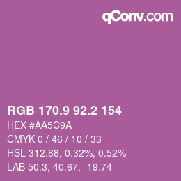 カラーコード: RGB 170.9 92.2 154 | qconv.com