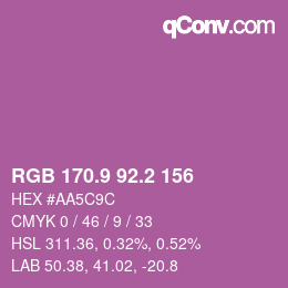 カラーコード: RGB 170.9 92.2 156 | qconv.com