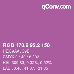 カラーコード: RGB 170.9 92.2 158 | qconv.com