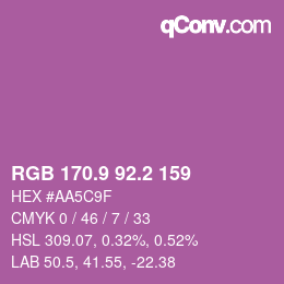 カラーコード: RGB 170.9 92.2 159 | qconv.com
