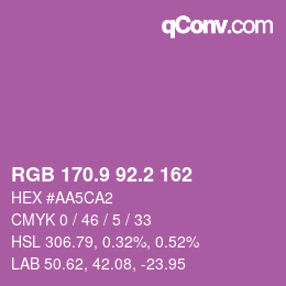 カラーコード: RGB 170.9 92.2 162 | qconv.com
