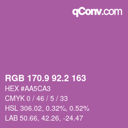 カラーコード: RGB 170.9 92.2 163 | qconv.com