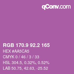 カラーコード: RGB 170.9 92.2 165 | qconv.com