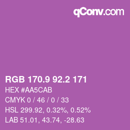 カラーコード: RGB 170.9 92.2 171 | qconv.com
