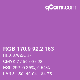 カラーコード: RGB 170.9 92.2 183 | qconv.com