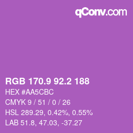 カラーコード: RGB 170.9 92.2 188 | qconv.com