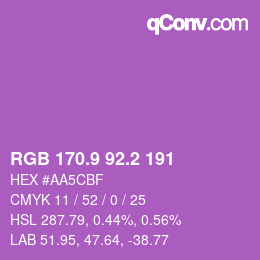 カラーコード: RGB 170.9 92.2 191 | qconv.com