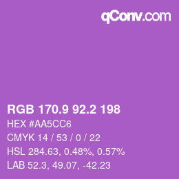 カラーコード: RGB 170.9 92.2 198 | qconv.com