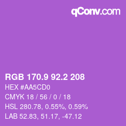 カラーコード: RGB 170.9 92.2 208 | qconv.com