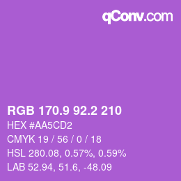 カラーコード: RGB 170.9 92.2 210 | qconv.com