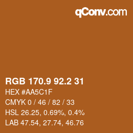 カラーコード: RGB 170.9 92.2 31 | qconv.com