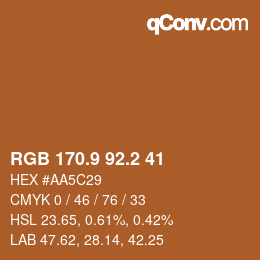 カラーコード: RGB 170.9 92.2 41 | qconv.com