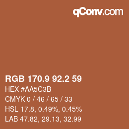 カラーコード: RGB 170.9 92.2 59 | qconv.com
