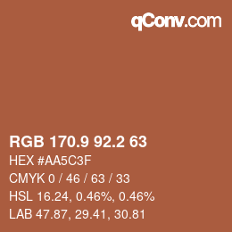 Color code: RGB 170.9 92.2 63 | qconv.com