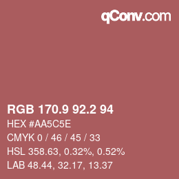 カラーコード: RGB 170.9 92.2 94 | qconv.com