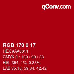 Color code: RGB 170 0 17 | qconv.com