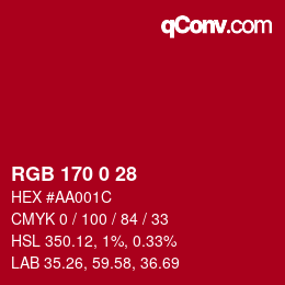 Color code: RGB 170 0 28 | qconv.com