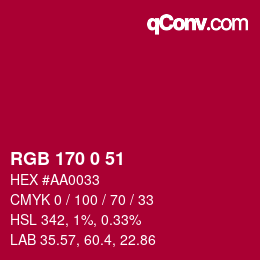 Color code: RGB 170 0 51 | qconv.com