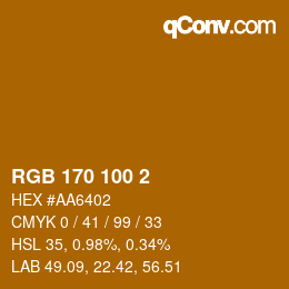 Color code: RGB 170 100 2 | qconv.com
