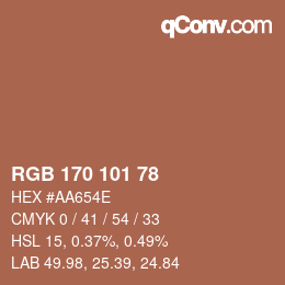 Color code: RGB 170 101 78 | qconv.com