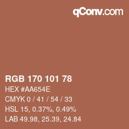 Color code: RGB 170 101 78 | qconv.com