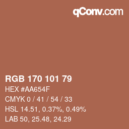 カラーコード: RGB 170 101 79 | qconv.com