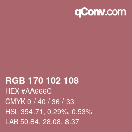 Color code: RGB 170 102 108 | qconv.com