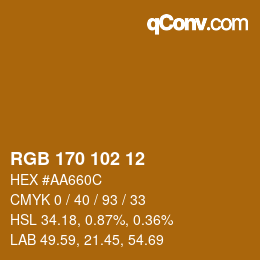 Color code: RGB 170 102 12 | qconv.com
