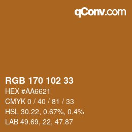 Color code: RGB 170 102 33 | qconv.com