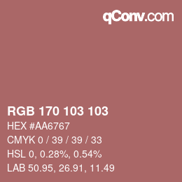 Color code: RGB 170 103 103 | qconv.com
