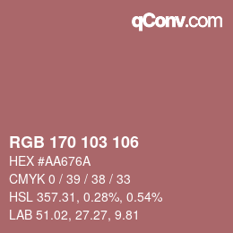 Color code: RGB 170 103 106 | qconv.com