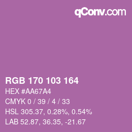 Color code: RGB 170 103 164 | qconv.com