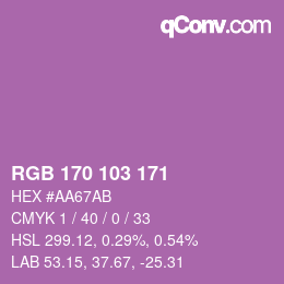 Color code: RGB 170 103 171 | qconv.com